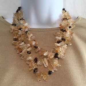 EUC Ross-Simons 3-Strand Graduated Citrine Necklace, Golden Yellow w/Brown, 18"